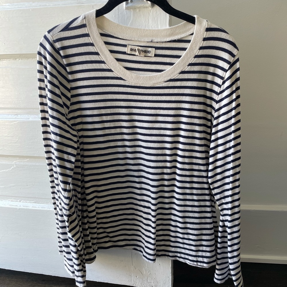 Rivet & Thread Bell Sleeve Striped Top